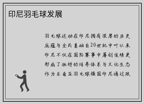 印尼羽毛球发展